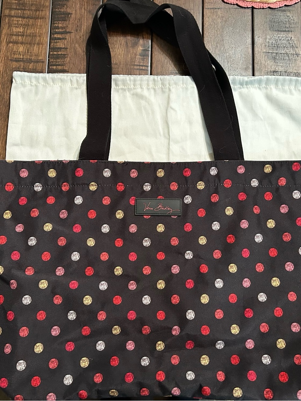 Vera Bradley Beach Tote with Red, Gold and Silver Polka Dots